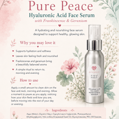Hyaluronic Face Serum with Rose Quartz, Frankincense & Geranium